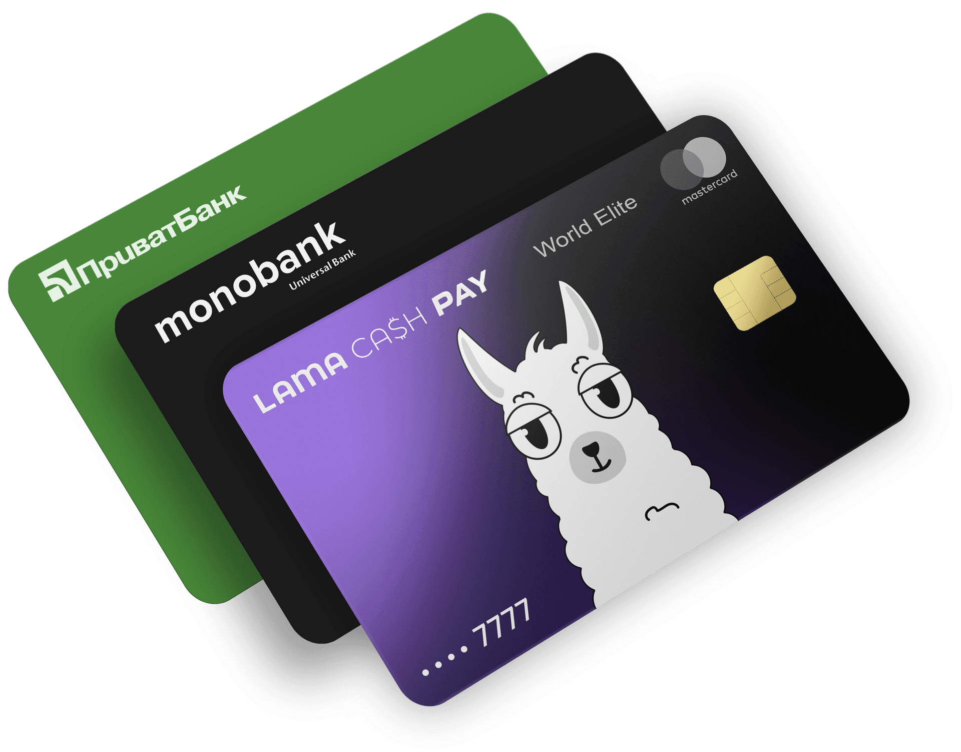 all available cards privat, mono, lama cash pay